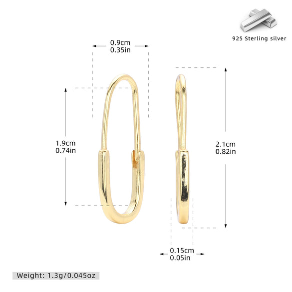 S925 Sterling Silver Simple Style Electroplated Pin Earrings For Women