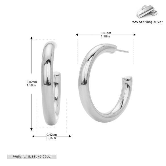 S925 Sterling Silver Simple Ushape Electroplated Women's Earrings