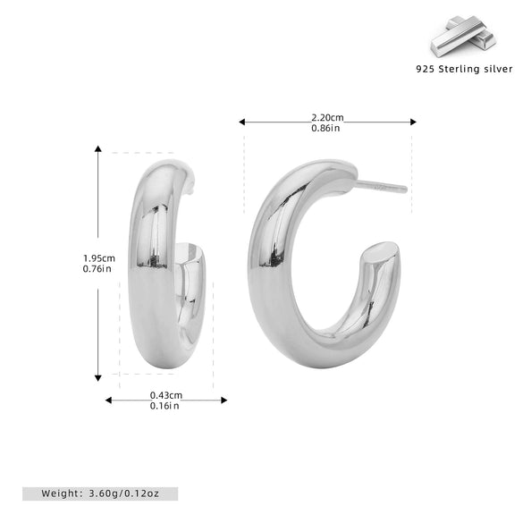 S925 Sterling Silver Simple Ushape Electroplated Women's Earrings