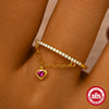 S925 Sterling Silver Single Row Diamondencrusted Chain Tassel Love Open Ring With Real Gold Electroplating For Women