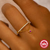 S925 Sterling Silver Single Row Diamondencrusted Chain Tassel Love Open Ring With Real Gold Electroplating For Women