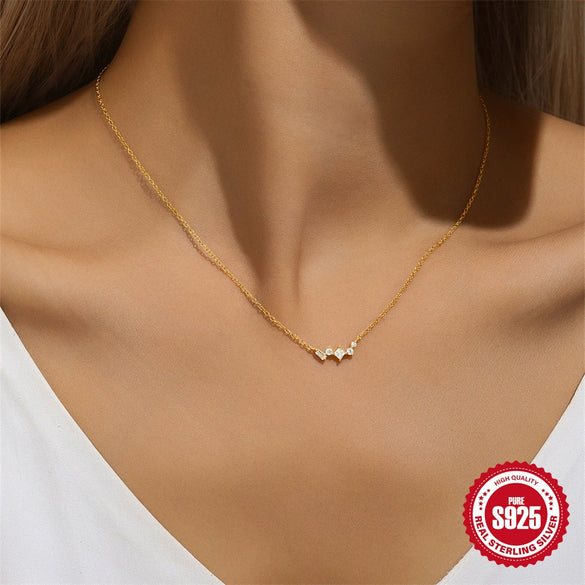 S925 Sterling Silver Single Row Stitching Geometric Ochain Necklace For Office Workers With Electroplating