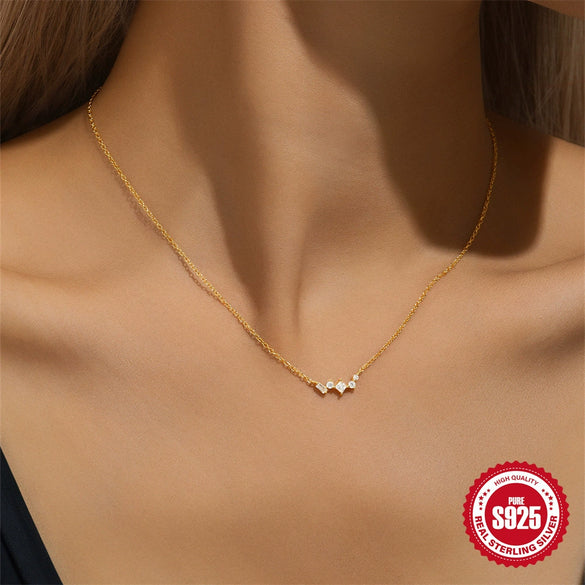S925 Sterling Silver Single Row Stitching Geometric Ochain Necklace For Office Workers With Electroplating