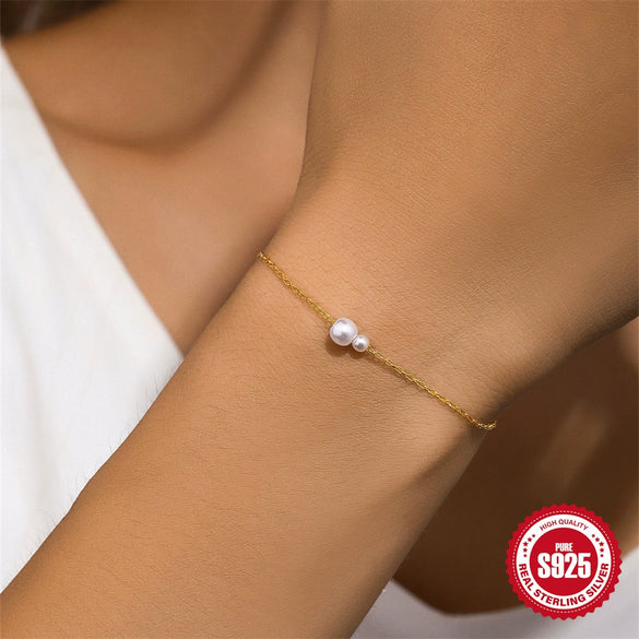 S925 Sterling Silver Slidable Women's Bracelet With Geometric Pattern And Electroplating Design