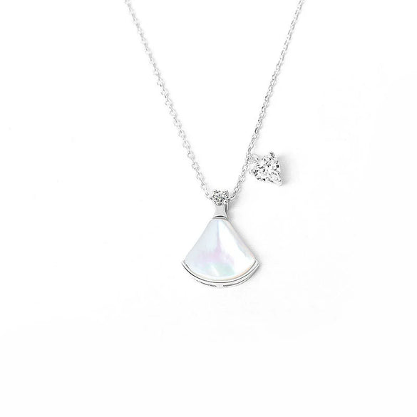 S925 Sterling Silver Small Skirt And Heart Pendant Necklace With Mixed Gem Detail Cross Chain Simple Clavicle Necklace For Women