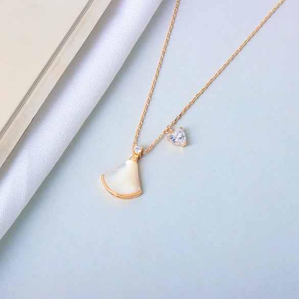 S925 Sterling Silver Small Skirt And Heart Pendant Necklace With Mixed Gem Detail Cross Chain Simple Clavicle Necklace For Women