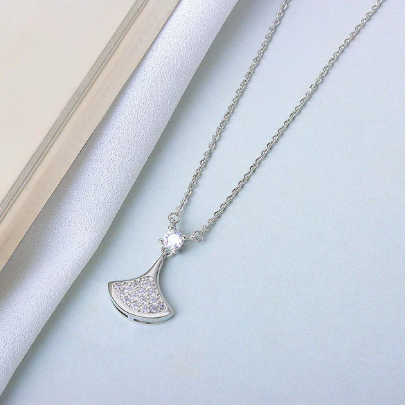 S925 Sterling Silver Small Skirt Pendant Necklace With Mixed Gem Inlay Electroplated Cross Chain Simple Clavicle Necklace For Women
