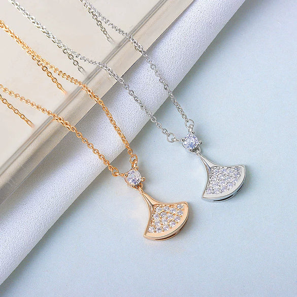S925 Sterling Silver Small Skirt Pendant Necklace With Mixed Gem Inlay Electroplated Cross Chain Simple Clavicle Necklace For Women
