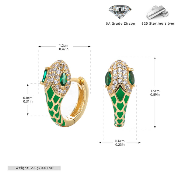 S925 Sterling Silver Snake Ear Buckle Dopamine Series Animal Dripping Glue Earrings