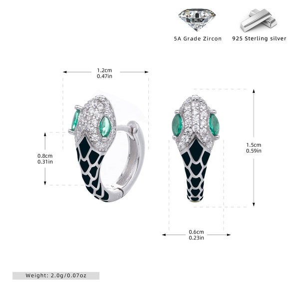 S925 Sterling Silver Snake Ear Buckle Dopamine Series Animal Dripping Glue Earrings