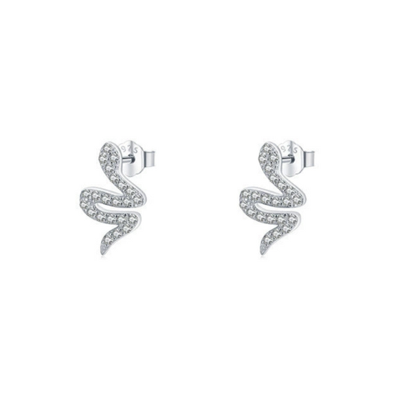 S925 Sterling Silver Snake Earrings With Microinlay And Niche Style