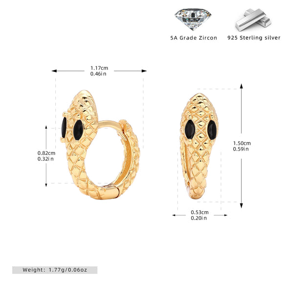 S925 Sterling Silver Snake Zircon Inlaid Women's Earrings With Animal Pattern