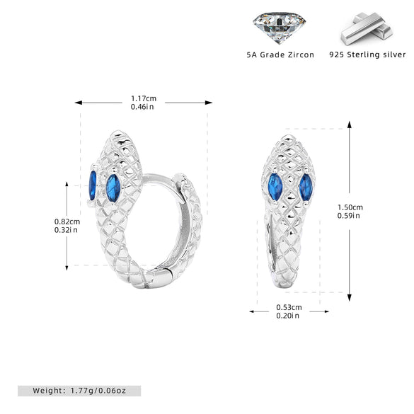 S925 Sterling Silver Snake Zircon Inlaid Women's Earrings With Animal Pattern