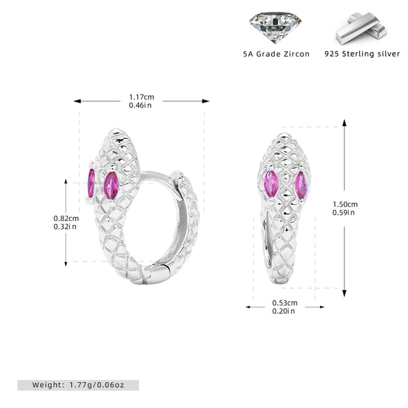 S925 Sterling Silver Snake Zircon Inlaid Women's Earrings With Animal Pattern