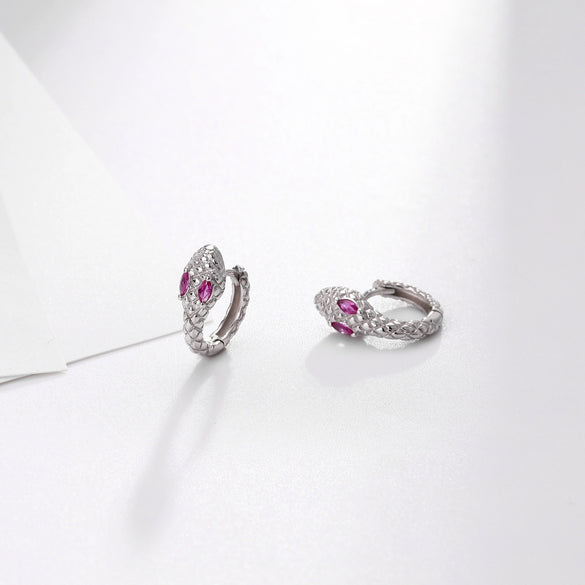 S925 Sterling Silver Snake Zircon Inlaid Women's Earrings With Animal Pattern