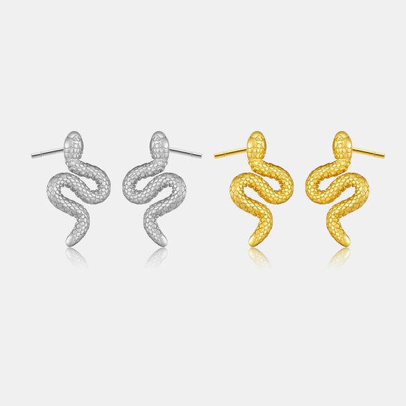 S925 Sterling Silver Snakeshaped Women's Earrings With Snake Head Design Platinum Or 18K Gold Electroplated