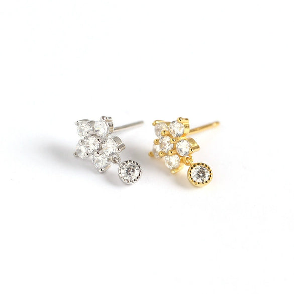 S925 Sterling Silver Snowflake And Flower Patterned Earrings With Electroplating Treatment For Women