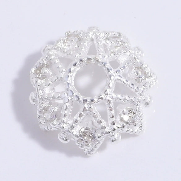 S925 Sterling Silver Snowflake Petal Flower Handmade Diy Bracelet Spacer Bead Jewelry Accessories Electroplated