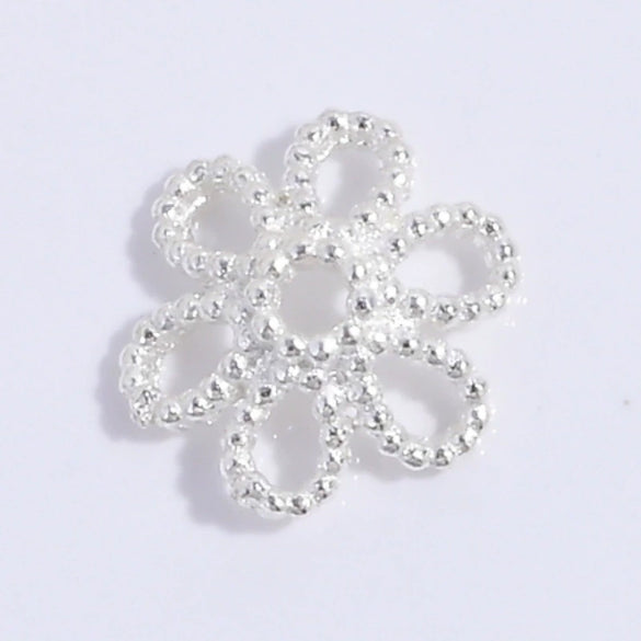 S925 Sterling Silver Snowflake Petal Flower Handmade Diy Bracelet Spacer Bead Jewelry Accessories Electroplated