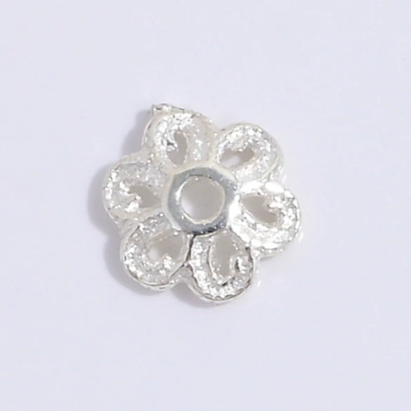S925 Sterling Silver Snowflake Petal Flower Handmade Diy Bracelet Spacer Bead Jewelry Accessories Electroplated