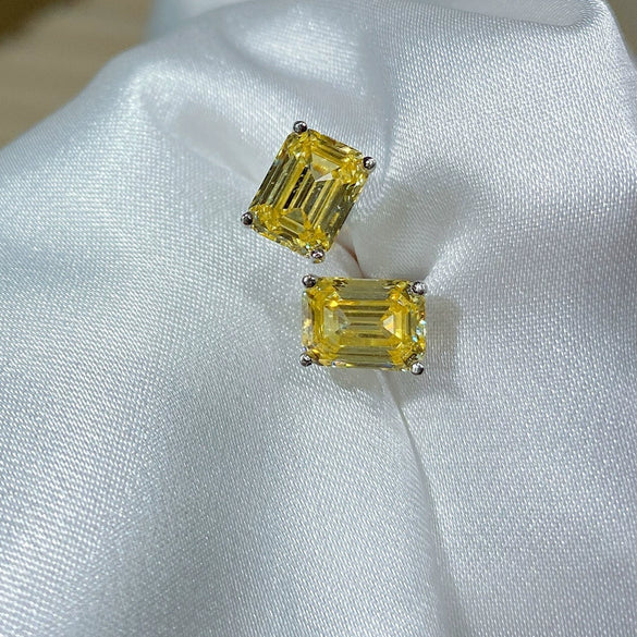 S925 Sterling Silver Square Earrings Platinum Plated Light Luxury Geometric Design For Women