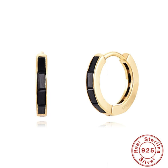 S925 Sterling Silver Square Earrings With Geometric Pattern Electroplated For Women