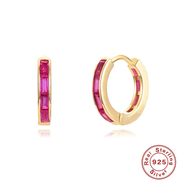 S925 Sterling Silver Square Earrings With Geometric Pattern Electroplated For Women