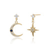 S925 Sterling Silver Star And Moon Inlaid Zircon Earrings For Women