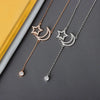 S925 Sterling Silver Star And Moon Tassel Clavicle Necklace With Mixed Gem Inlay Electroplated Cross Chain Pendant Jewelry
