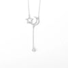S925 Sterling Silver Star And Moon Tassel Clavicle Necklace With Mixed Gem Inlay Electroplated Cross Chain Pendant Jewelry