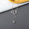 S925 Sterling Silver Star And Moon Tassel Clavicle Necklace With Mixed Gem Inlay Electroplated Cross Chain Pendant Jewelry