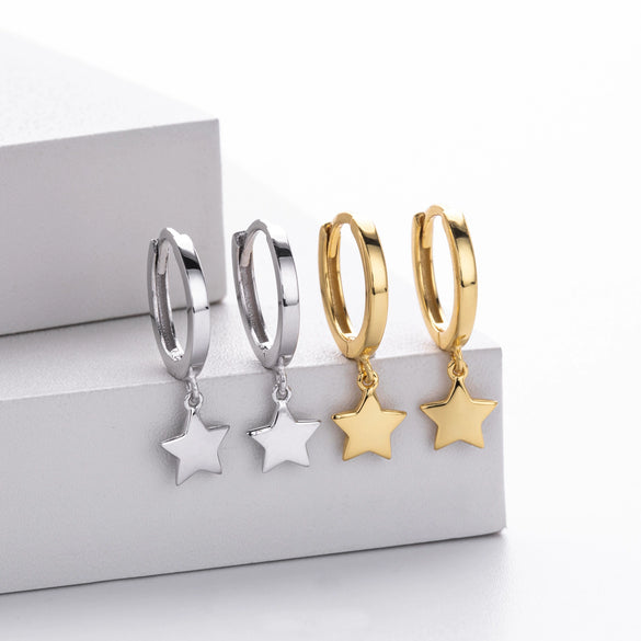 S925 Sterling Silver Star Earrings Electroplated