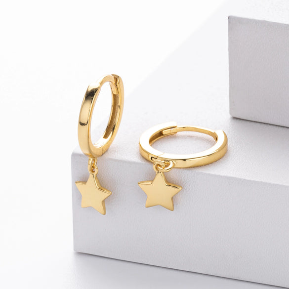S925 Sterling Silver Star Earrings Electroplated