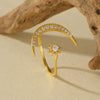 S925 Sterling Silver Star Embrace Moon Microinlay Ring Unisex