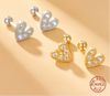 S925 Sterling Silver Star Heart Zircon Women's Earrings
