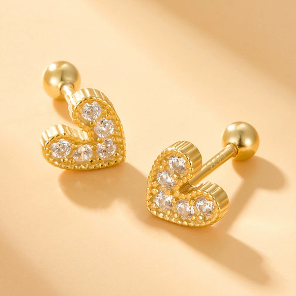 S925 Sterling Silver Star Heart Zircon Women's Earrings