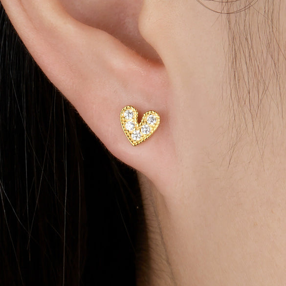 S925 Sterling Silver Star Heart Zircon Women's Earrings
