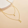 S925 Sterling Silver Star Moon Double Clavicle Chain Necklace With Zirconia For Women Sweet Gentle Elegant Style