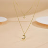 S925 Sterling Silver Star Moon Double Clavicle Chain Necklace With Zirconia For Women Sweet Gentle Elegant Style