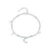 S925 Sterling Silver Star Moon Double Layer Stacked Elegant Beaded Bracelet For Women With Electroplating