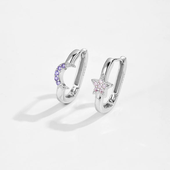 S925 Sterling Silver Star Moon Women's Earrings With Platinum And 18K Gold Electroplating Fashion Simple Luxury Highend Design
