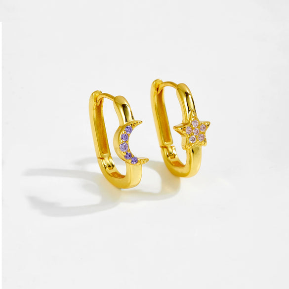 S925 Sterling Silver Star Moon Women's Earrings With Platinum And 18K Gold Electroplating Fashion Simple Luxury Highend Design