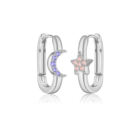 S925 Sterling Silver Star Moon Women's Earrings With Platinum And 18K Gold Electroplating Fashion Simple Luxury Highend Design