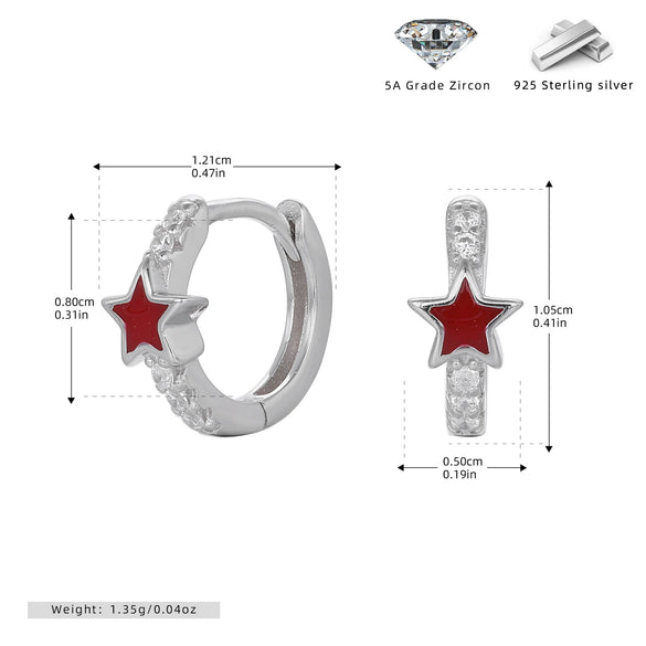 S925 Sterling Silver Star Oil Dripping Earrings Constellation Style