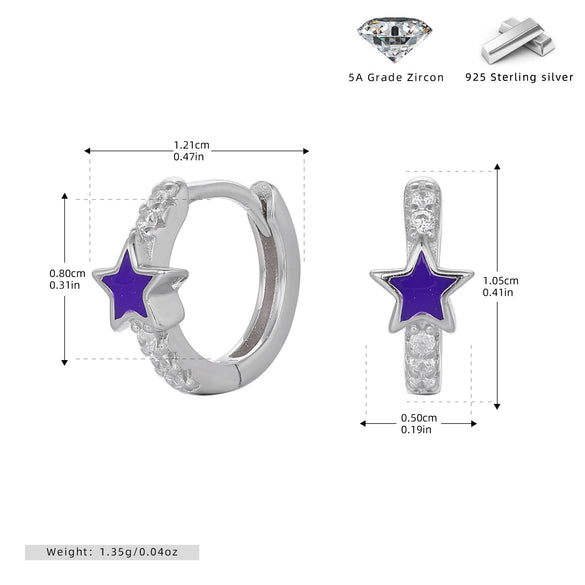 S925 Sterling Silver Star Oil Dripping Earrings Constellation Style