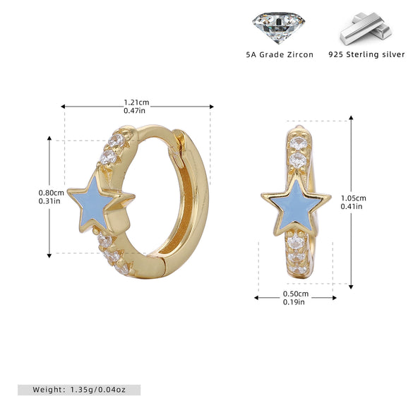 S925 Sterling Silver Star Oil Dripping Earrings Constellation Style