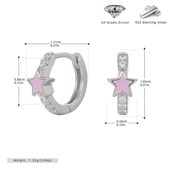 S925 Sterling Silver Star Oil Dripping Earrings Constellation Style