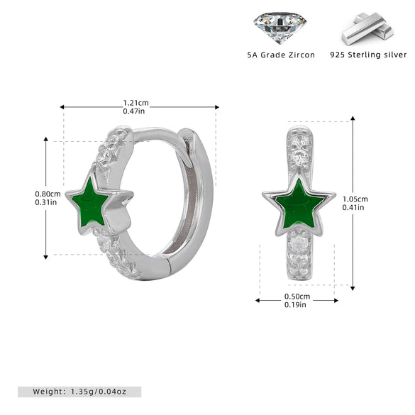 S925 Sterling Silver Star Oil Dripping Earrings Constellation Style