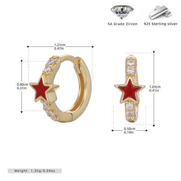 S925 Sterling Silver Star Oil Dripping Earrings Constellation Style