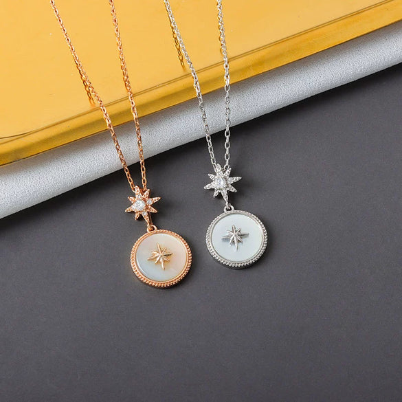 S925 Sterling Silver Star Pattern Mixed Gem Inlay Electroplated Women's Clavicle Necklace